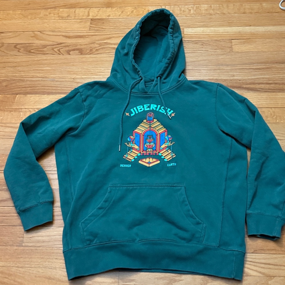 Jiberish Hoodie Womens L Green  Heavyweight ‎ Pullover B05